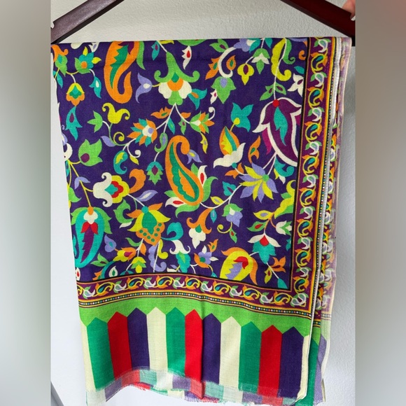 Indian pashmina purple black 28x80 silk cotton blend - Picture 2 of 4